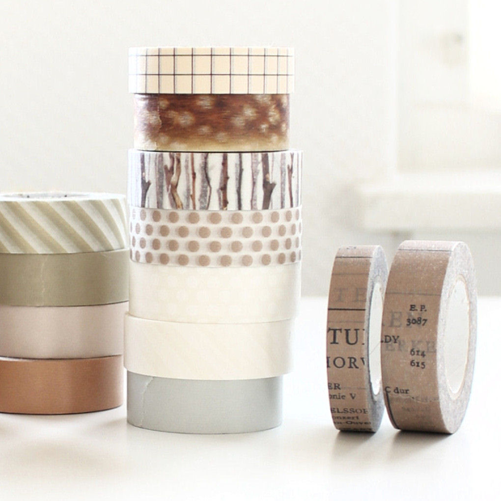 16 favoriete washi tapes in neutrale kleuren