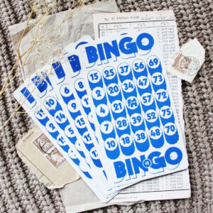 5 bingokaarten van karton - koningsblauw